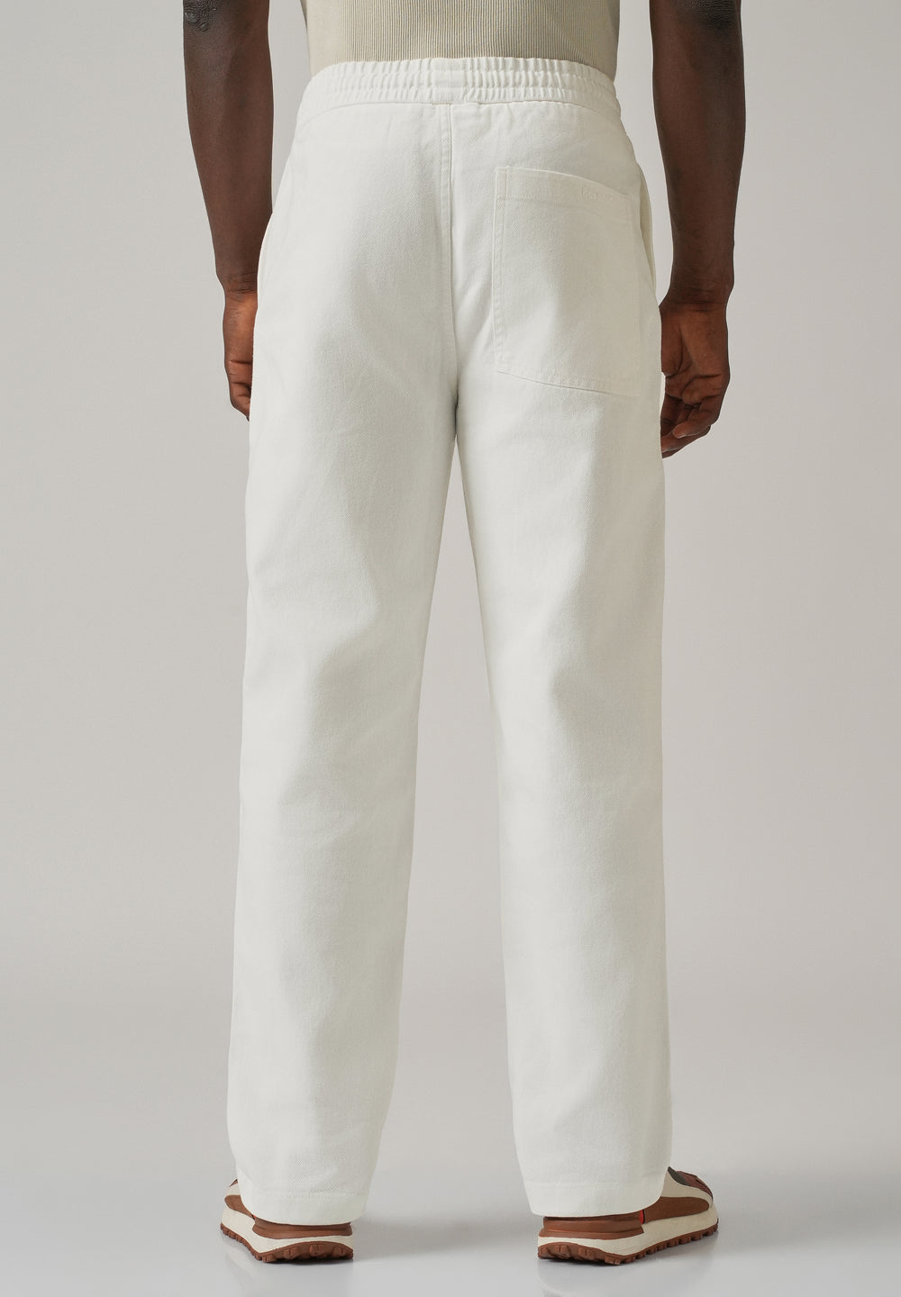 White Drawstring Drill Denim