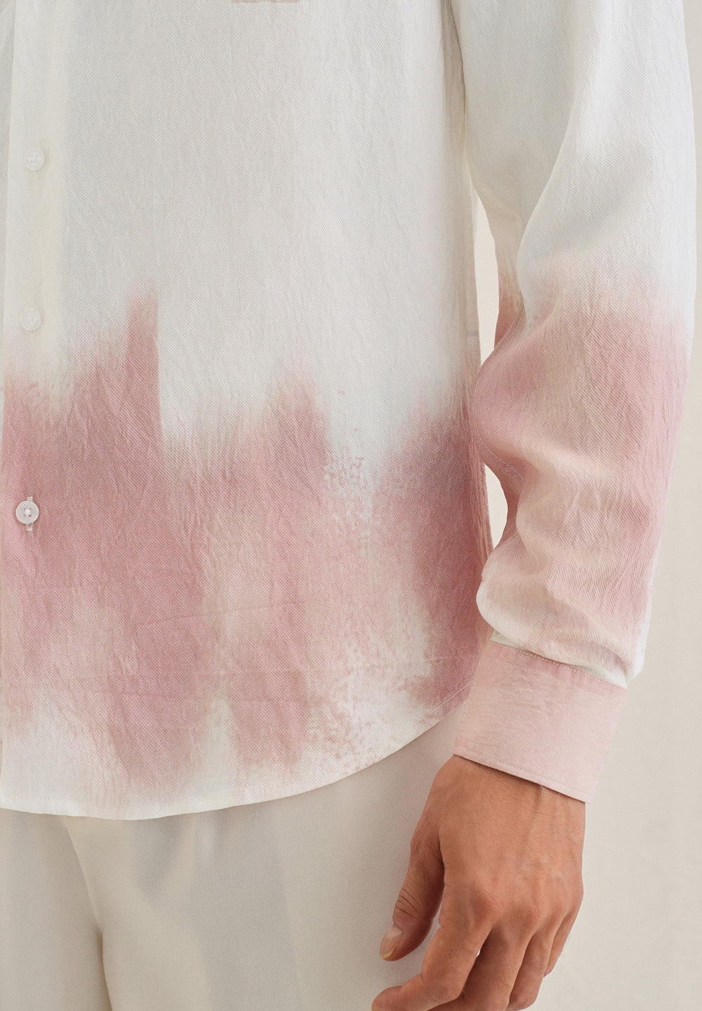 White & Dusty Rose Dip-Dyed Shirt