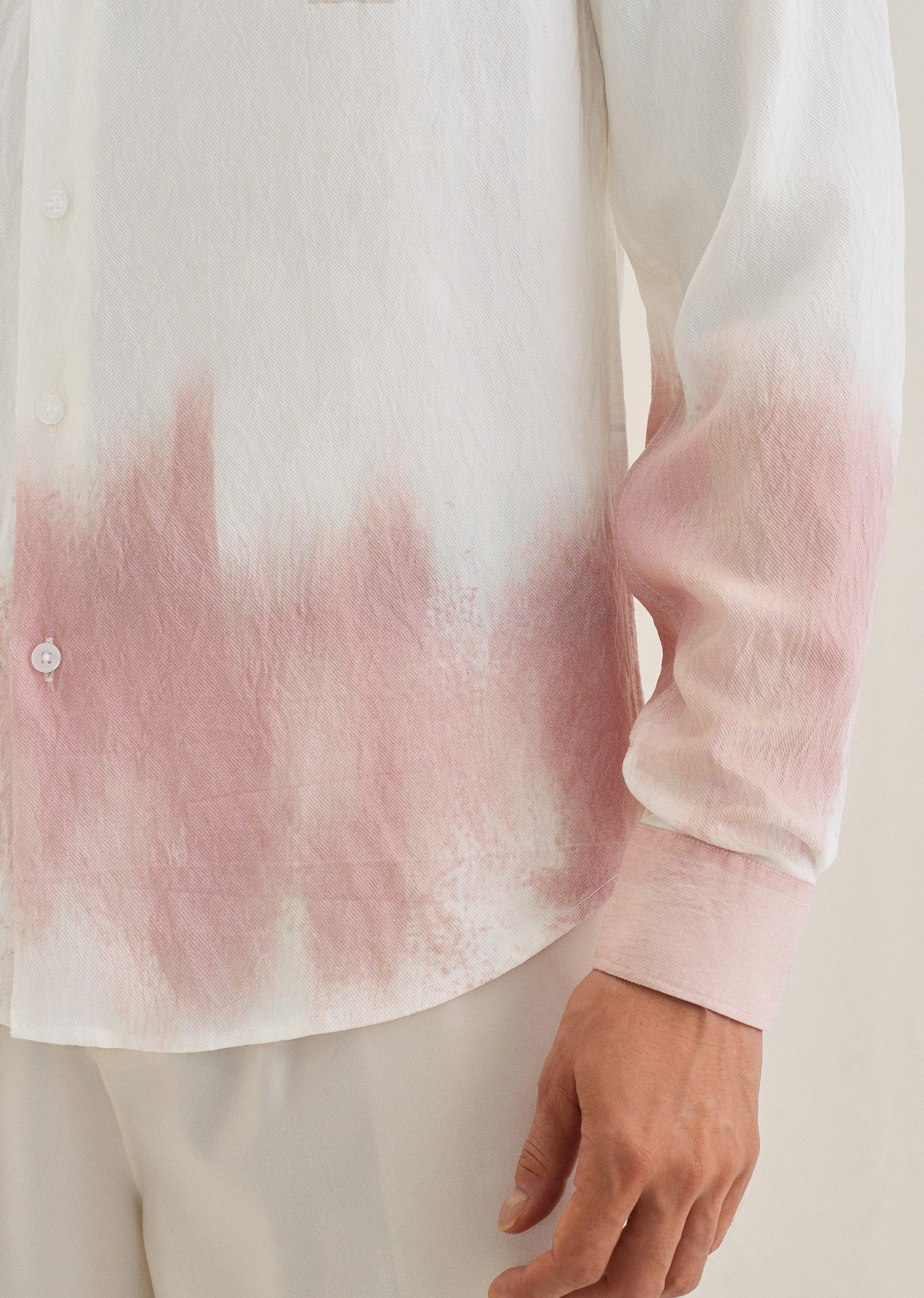 White & Dusty Rose Dip-Dyed Shirt