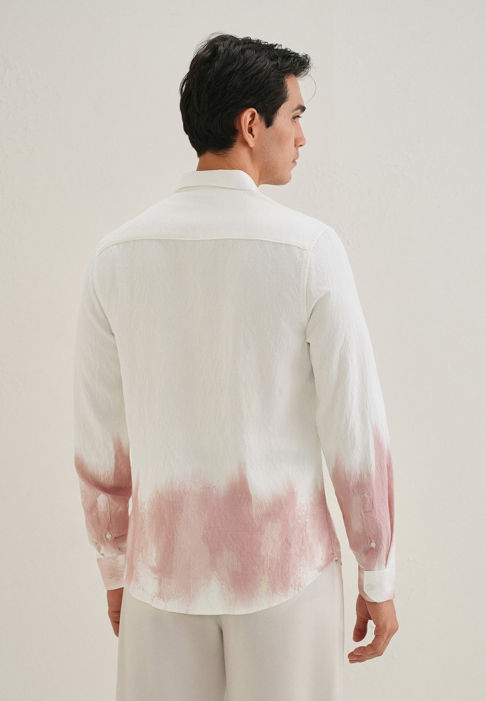 White & Dusty Rose Dip-Dyed Shirt
