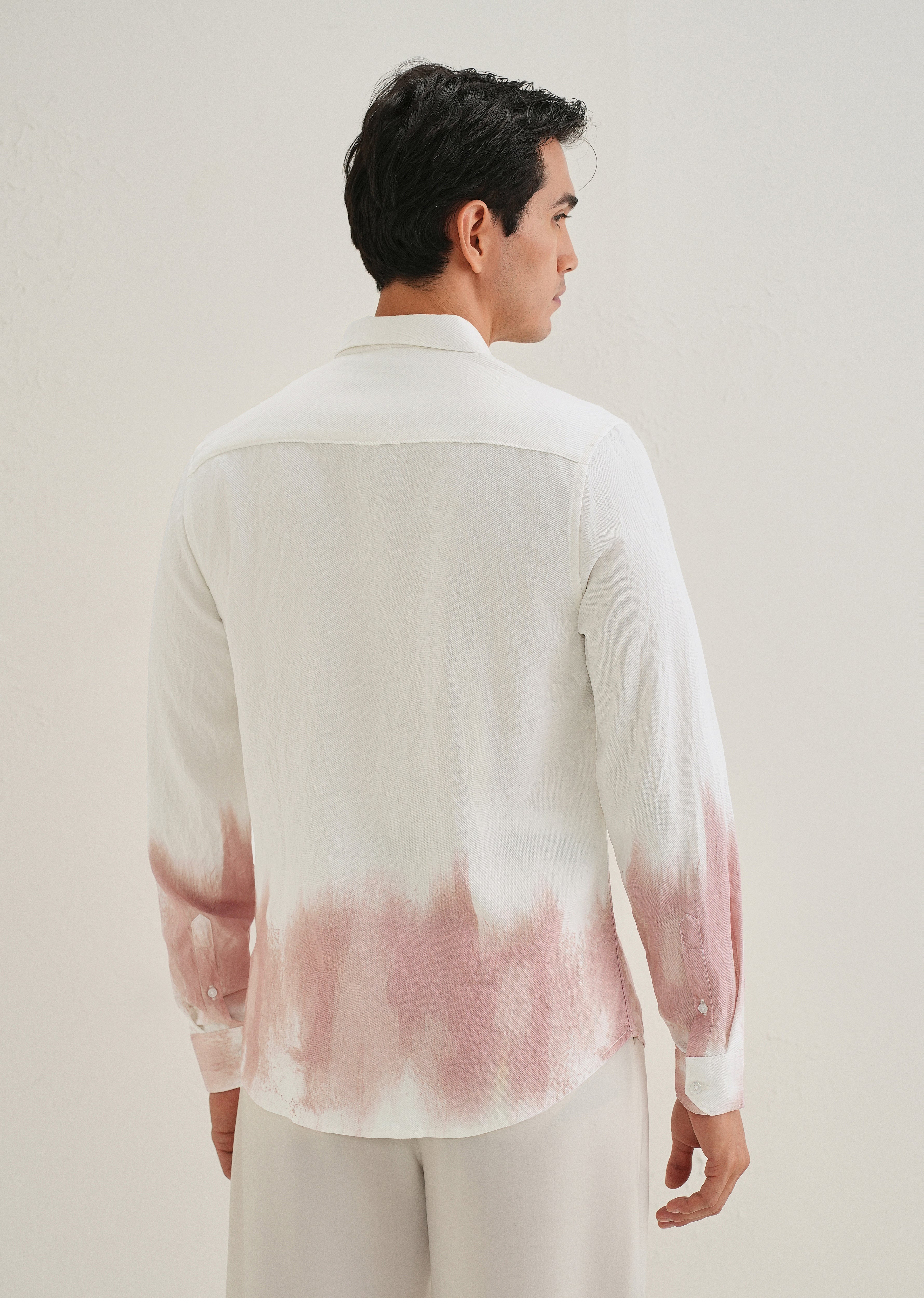 White & Dusty Rose Dip-Dyed Shirt