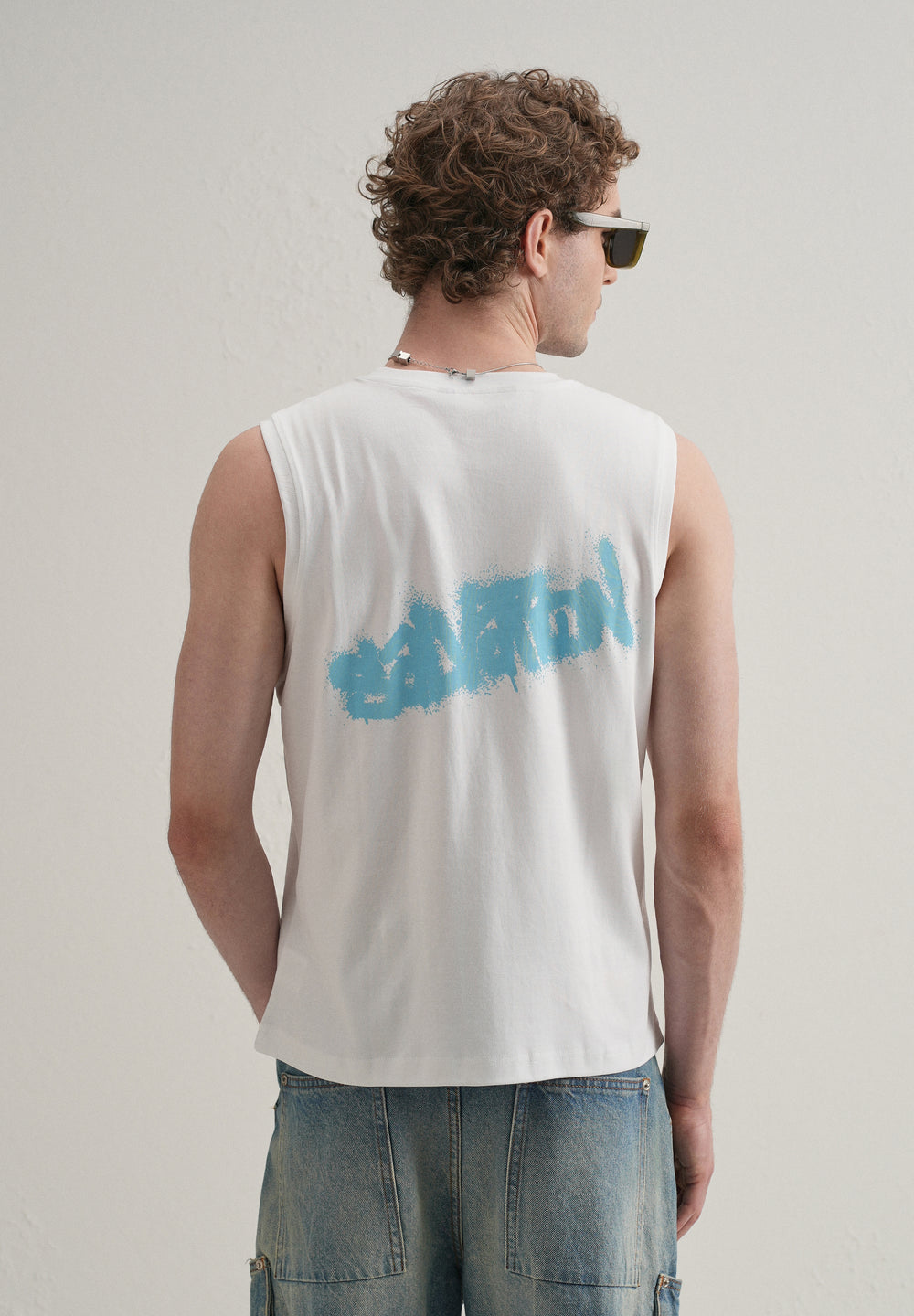 White Graffiti Printed Tank