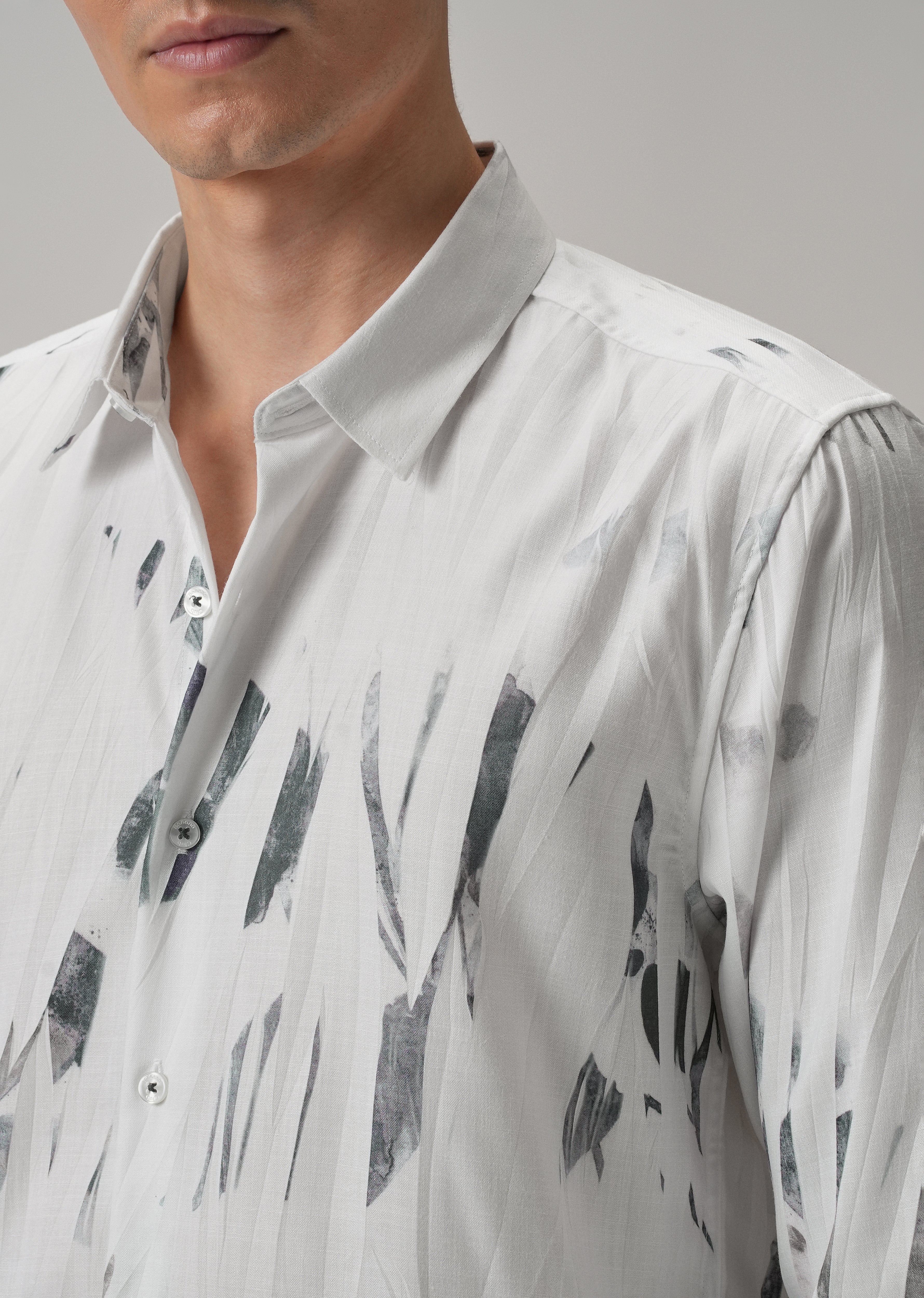 White & Grey Printed Shirt