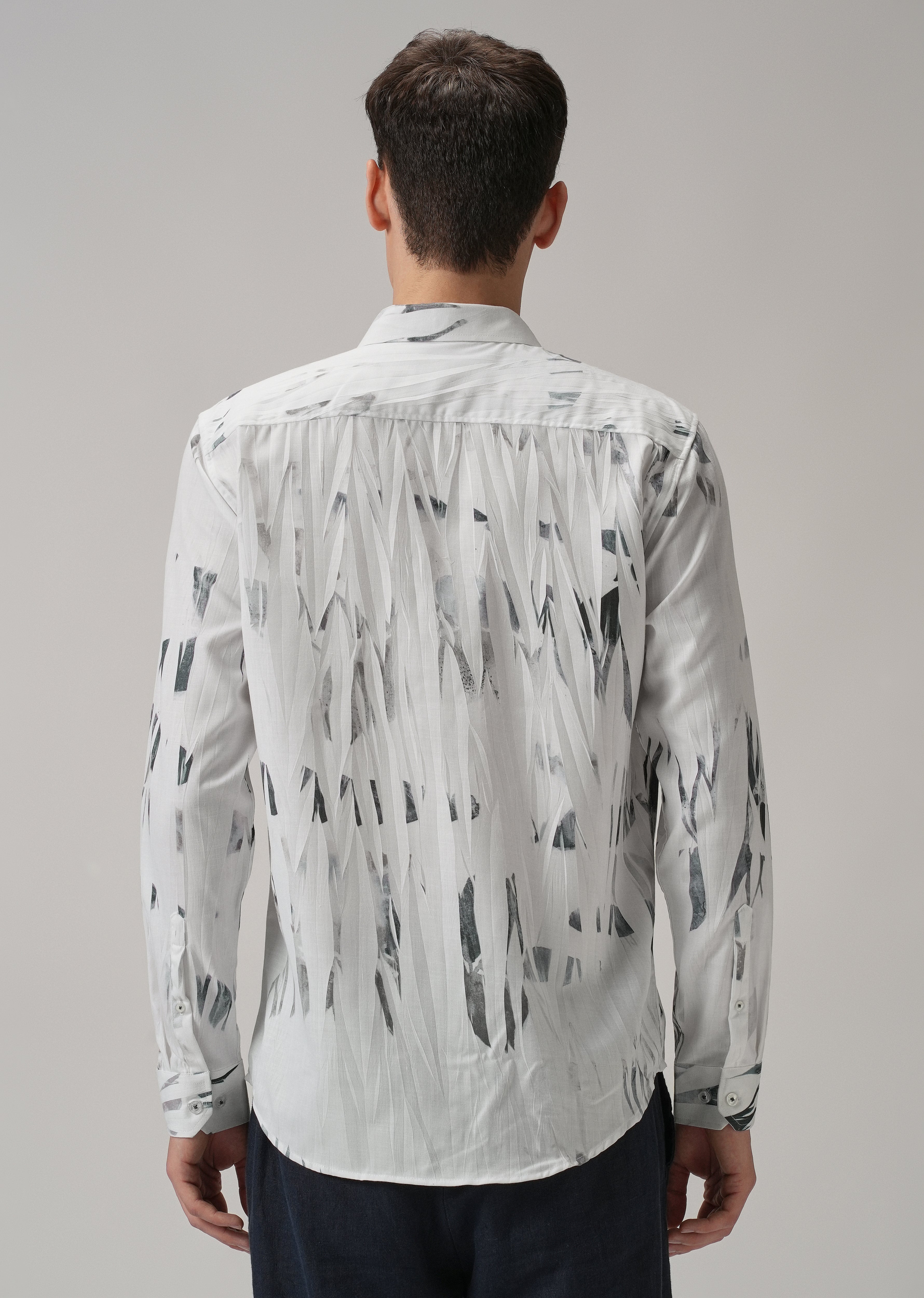 White & Grey Printed Shirt