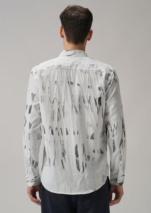 White & Grey Printed Shirt