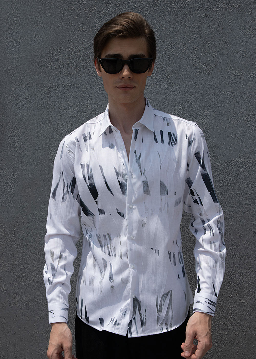 White & Grey Printed Shirt
