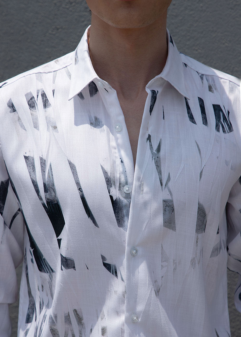 White & Grey Printed Shirt