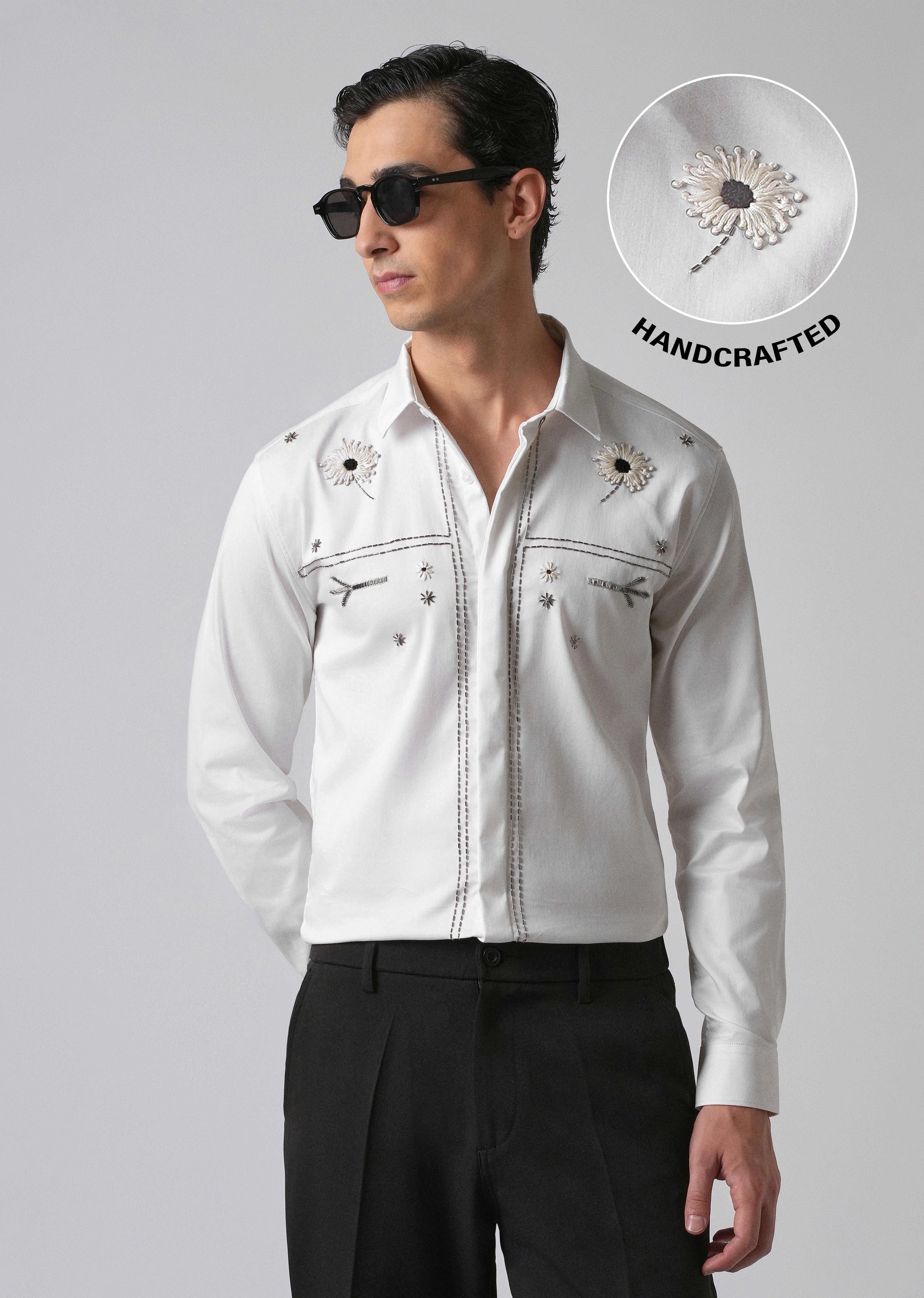 White Handcrafted Designer Shirt