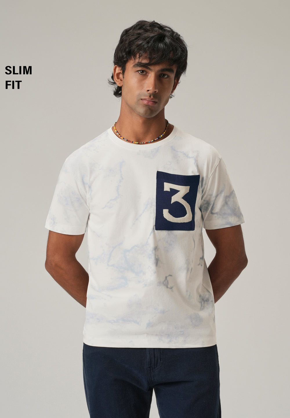 White Knit Patch Pocket Slim Fit T-Shirt