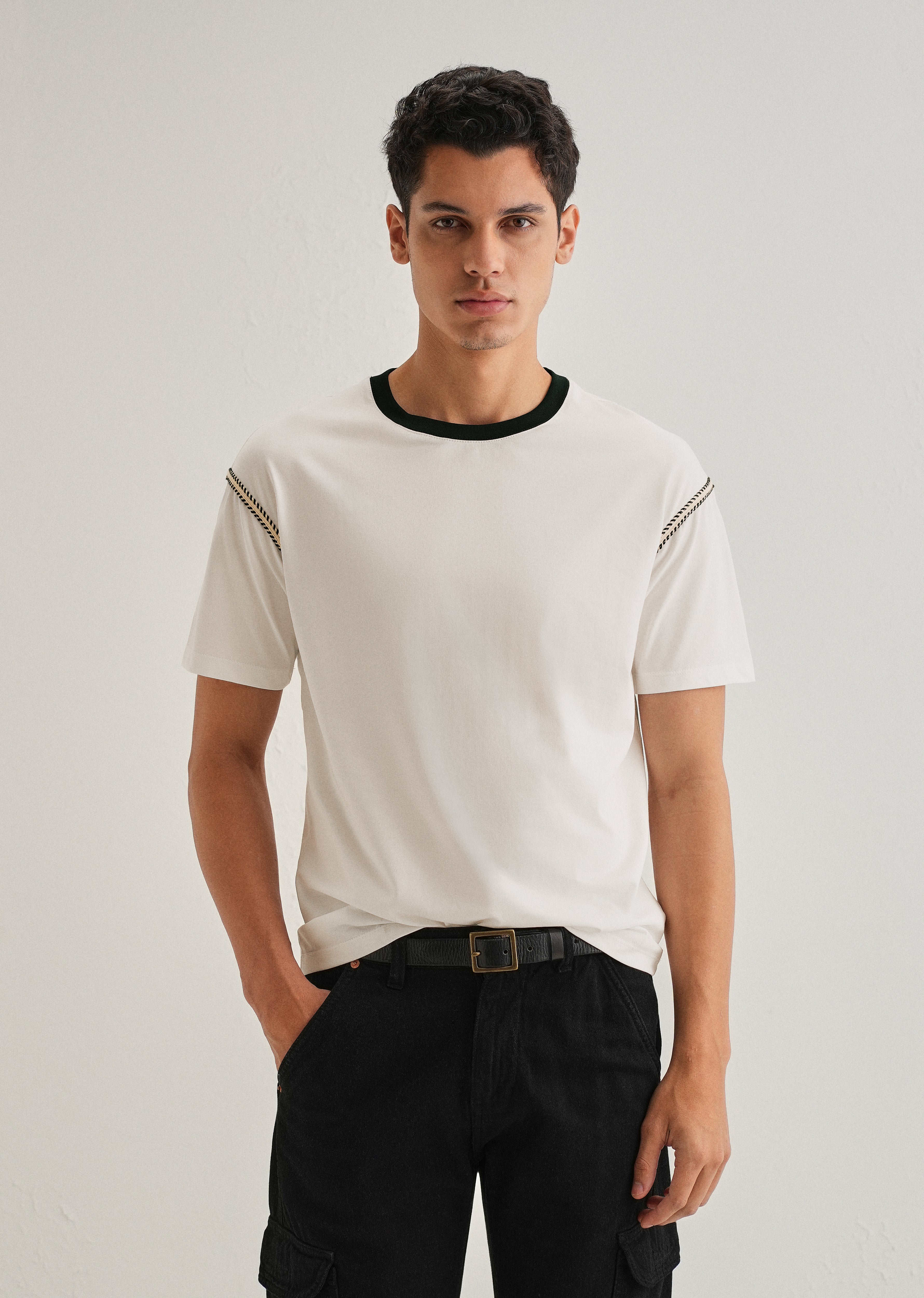 White Lace Applique T-shirt