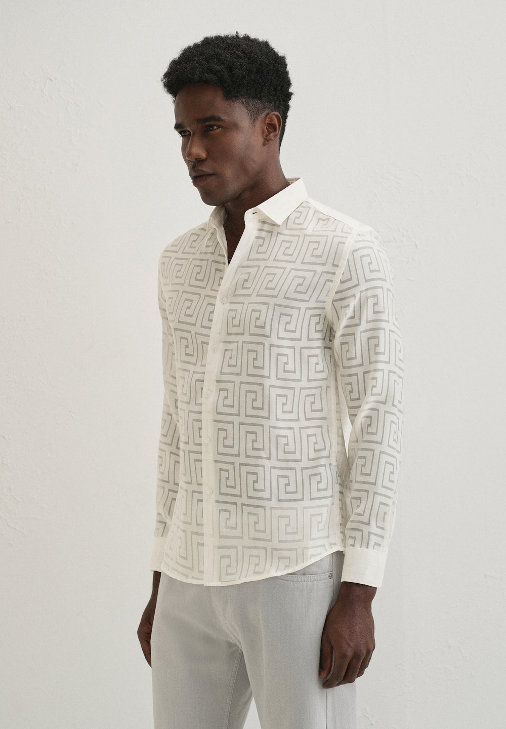 White Laser Cut Shirt