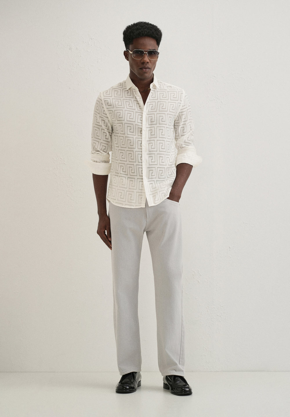 White Laser Cut Shirt