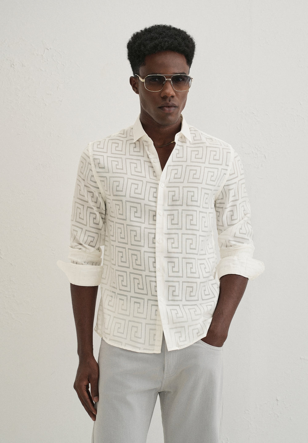 White Laser Cut Shirt