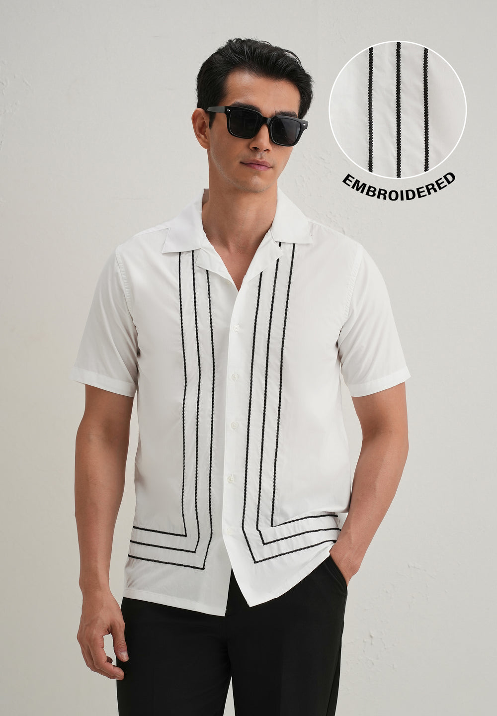 White Line Embroidery Shirt