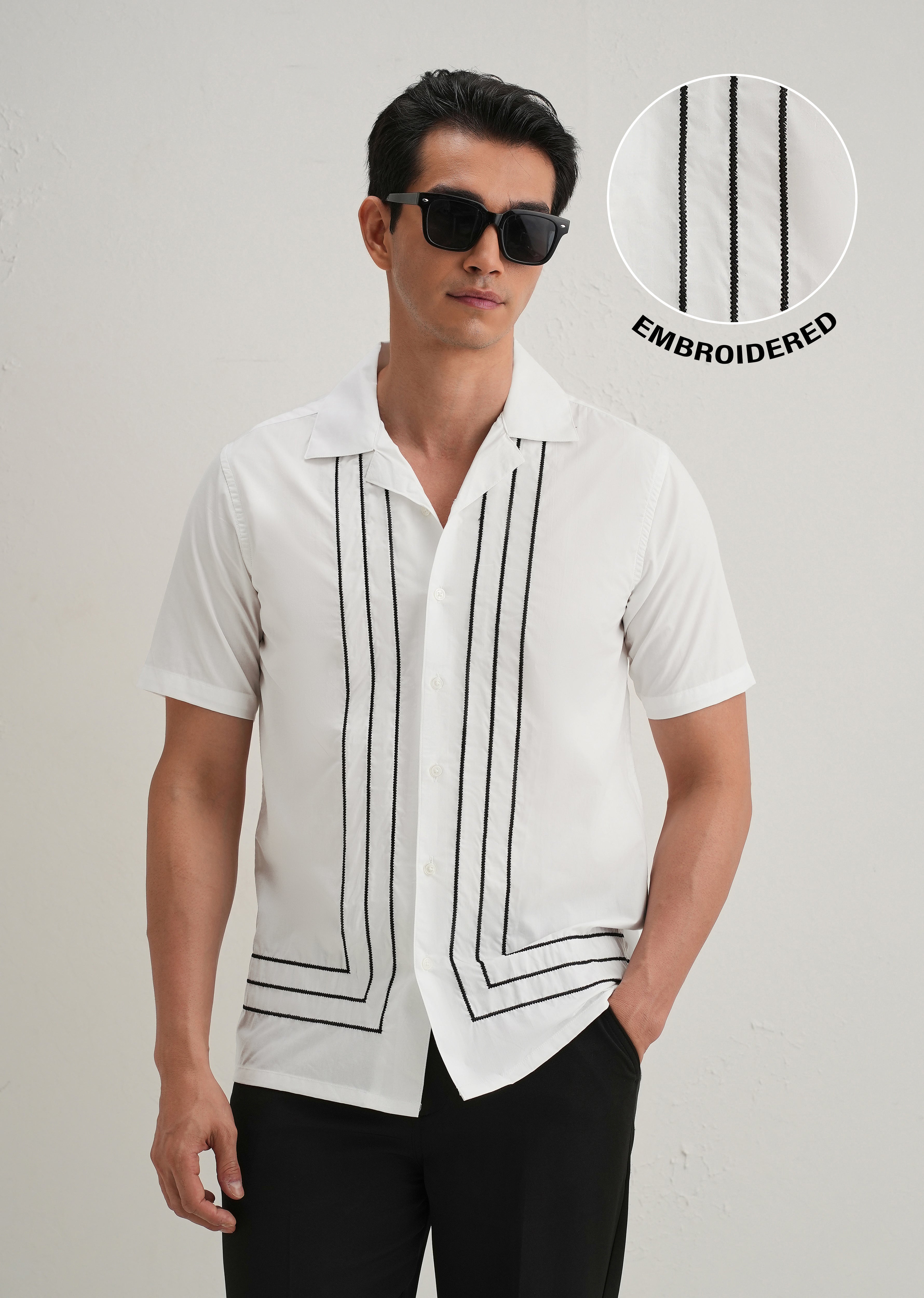 White Line Embroidery Shirt