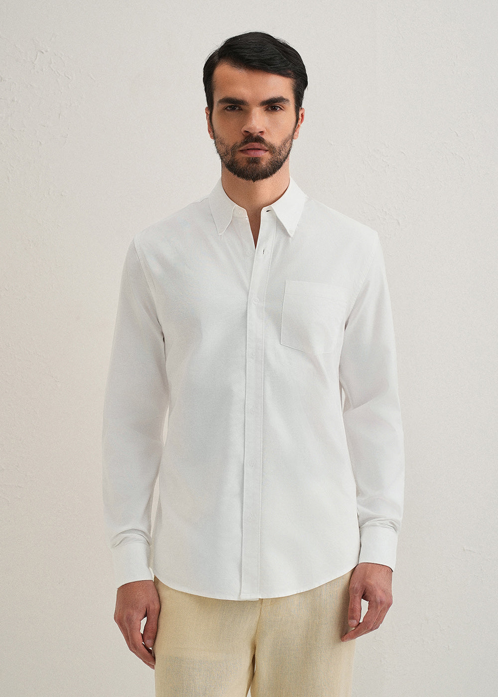 White Plain Cotton Oxford Shirt