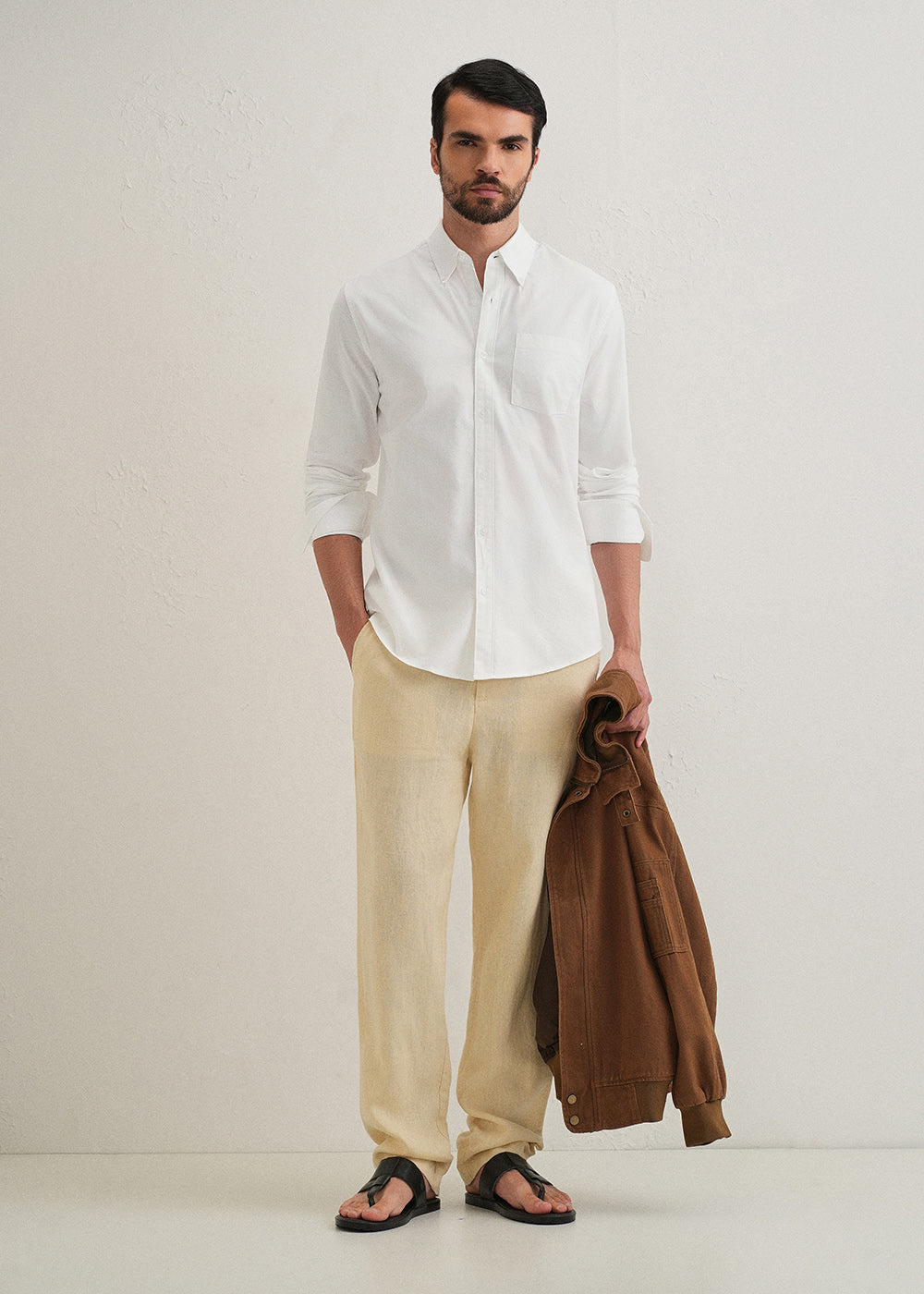 White Plain Cotton Oxford Shirt