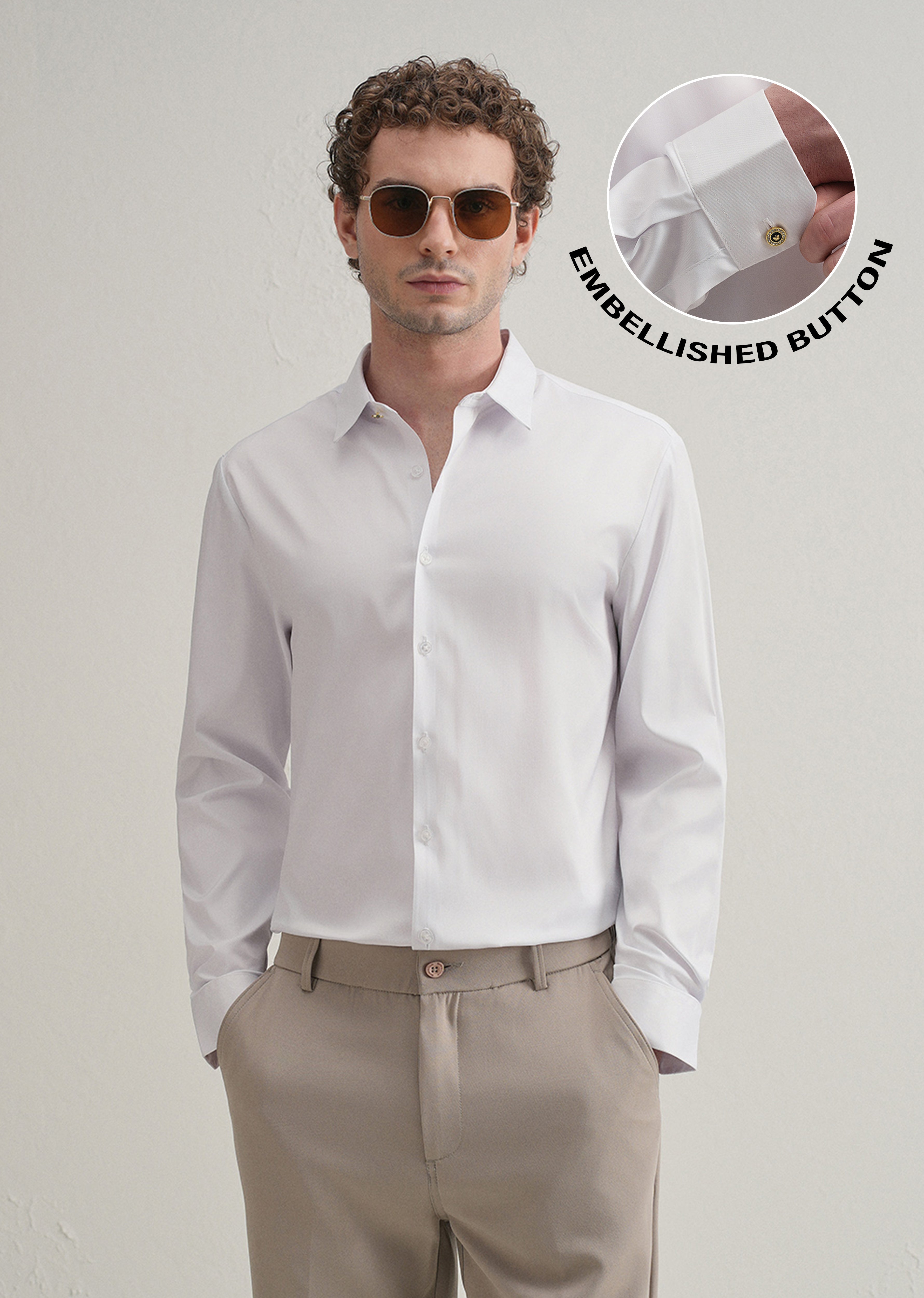 White Plain Stitchless Placket Shirt