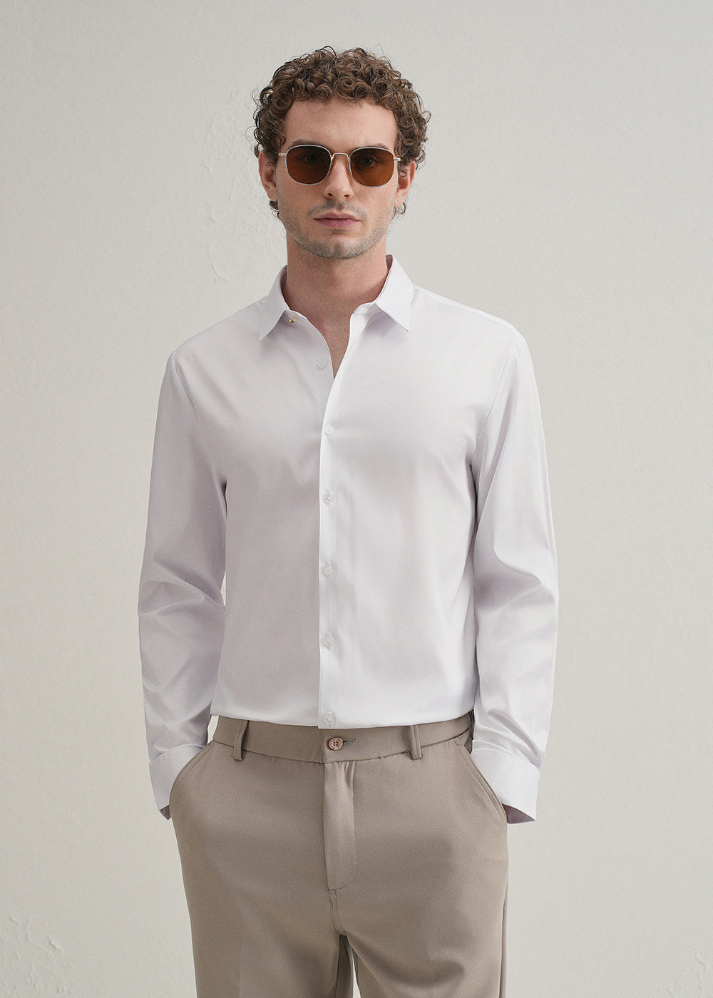 White Plain Stitchless Placket Shirt