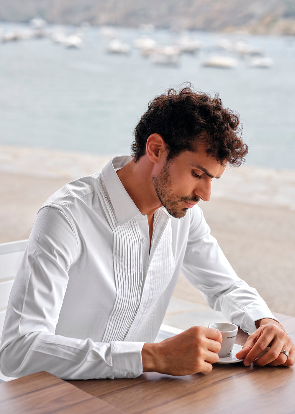 White Pleated Designer Shirt