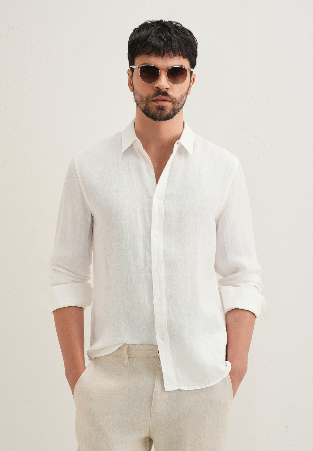 White Pure Linen Shirt