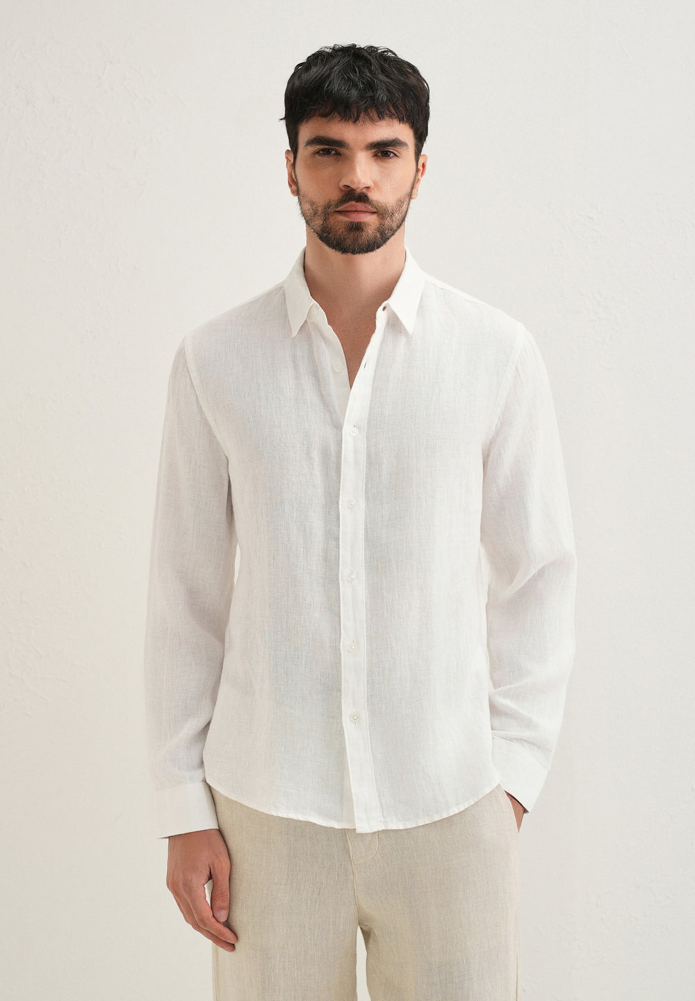 White Pure Linen Shirt