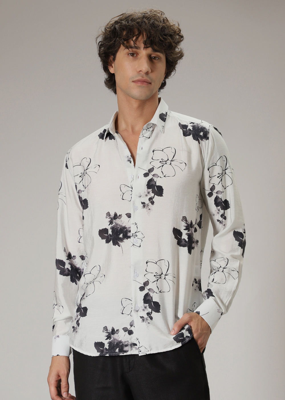 White line Floral Print Shirt