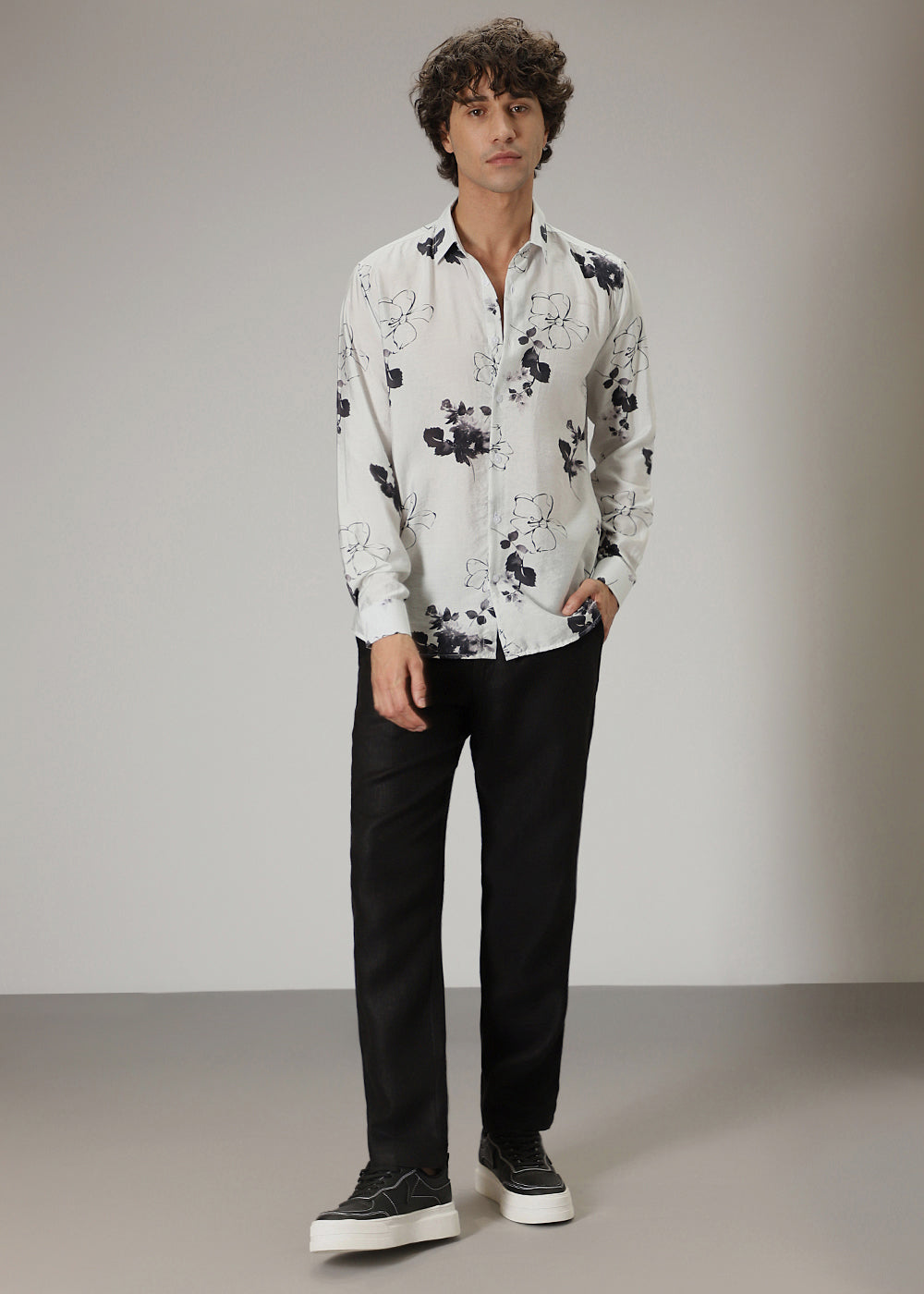 White line Floral Print Shirt