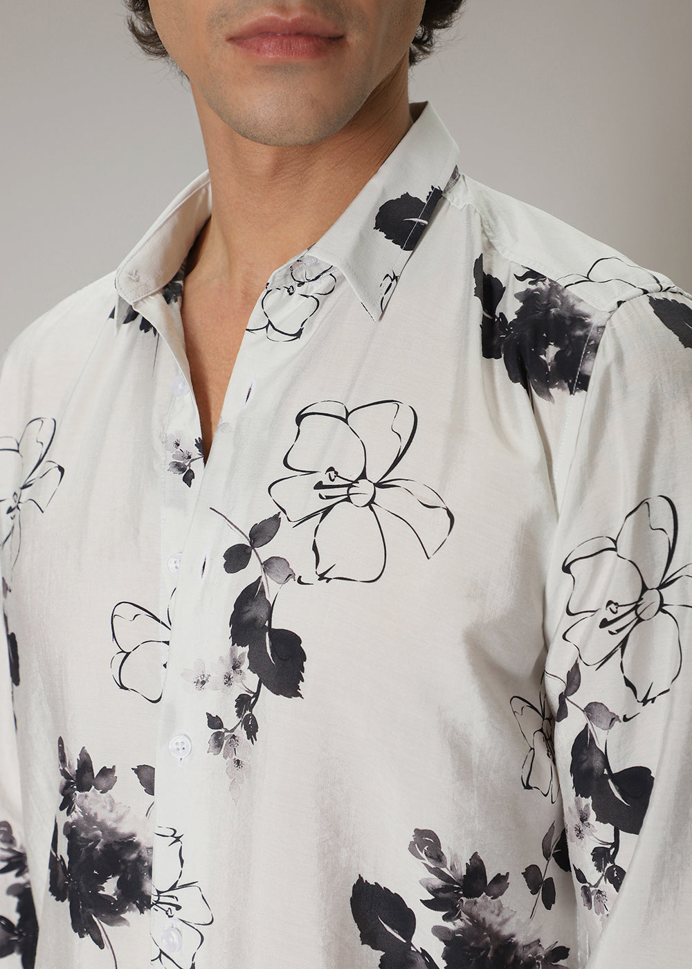 White line Floral Print Shirt