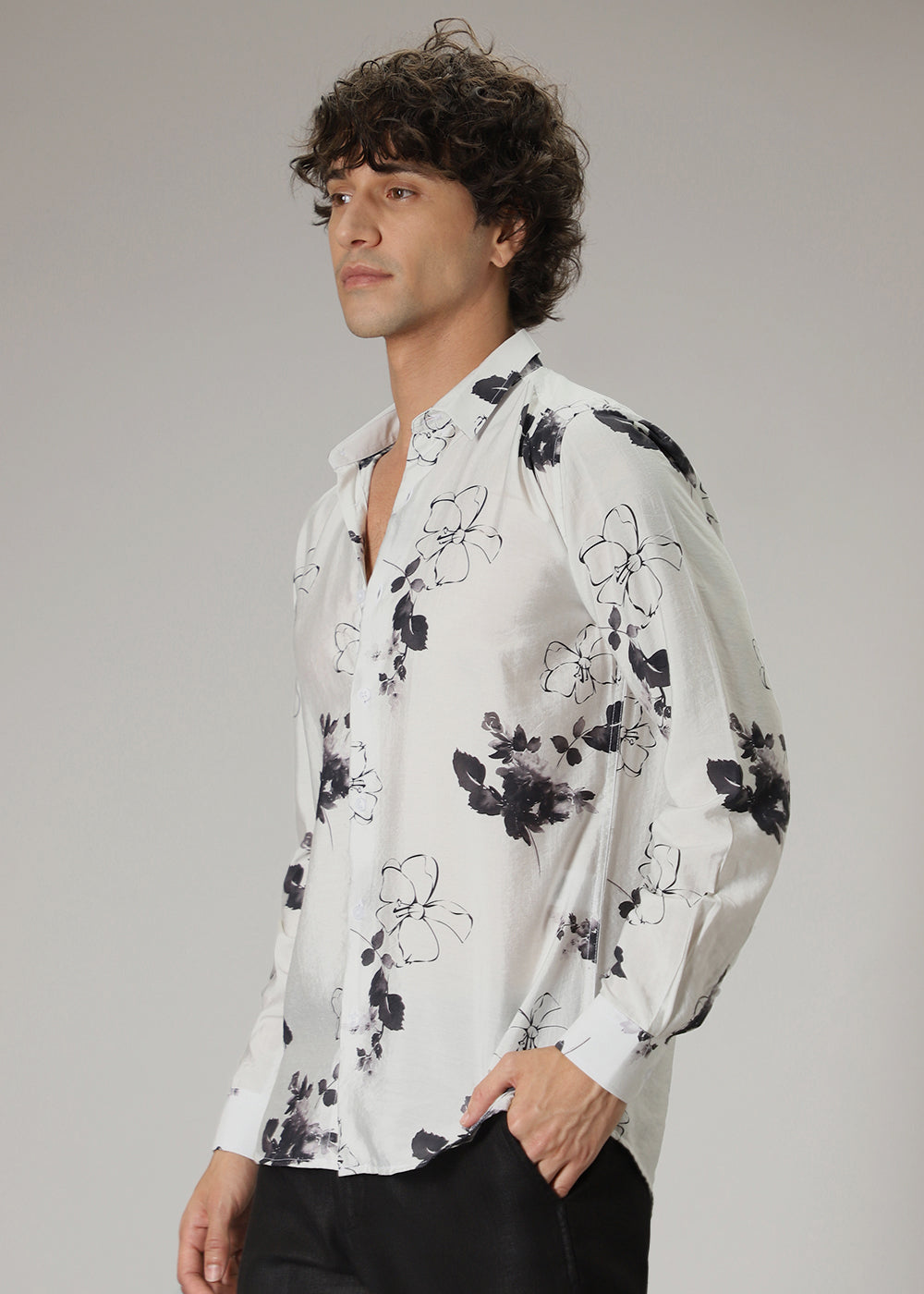 White line Floral Print Shirt