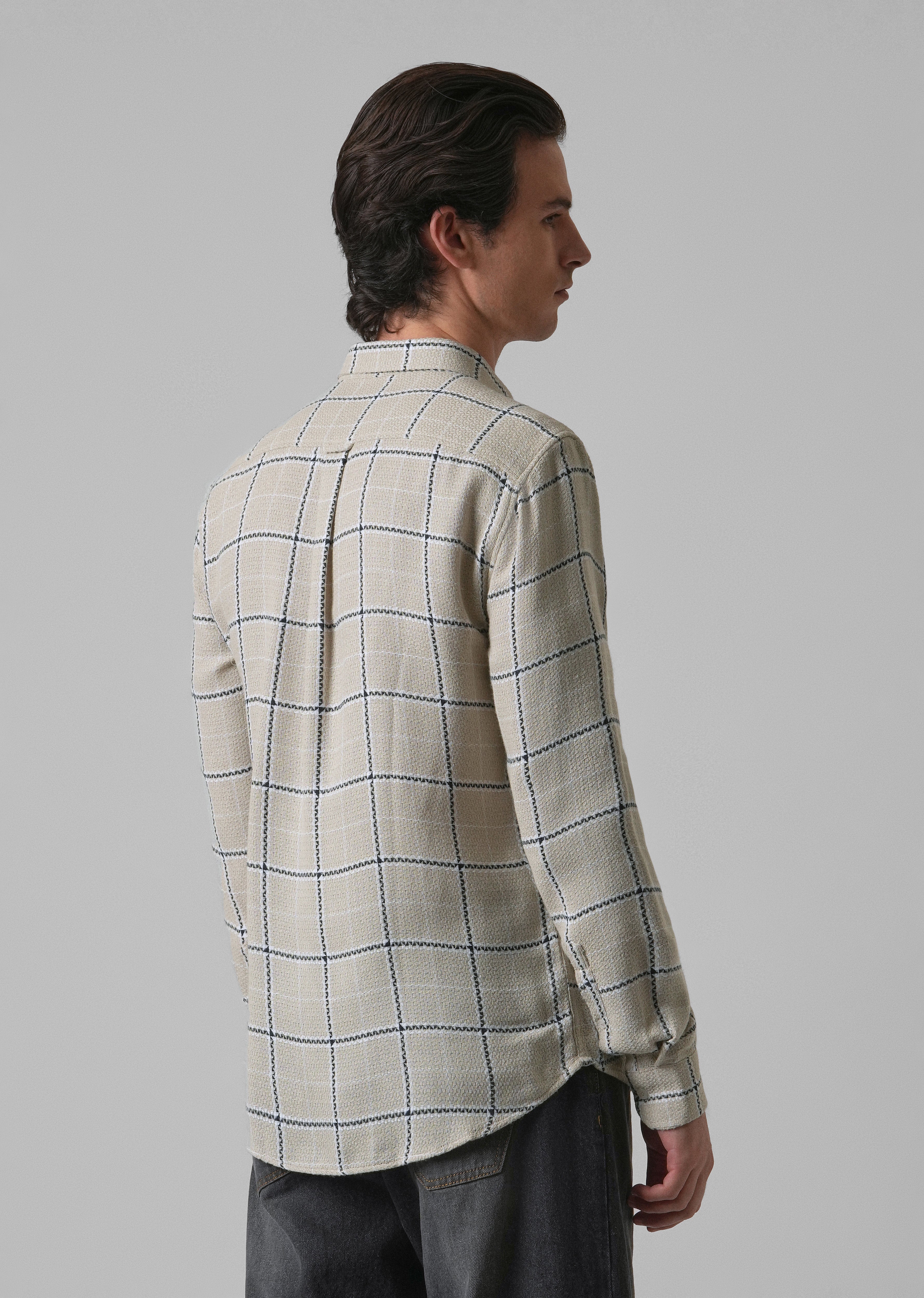 Widegrid Cream Check shirt