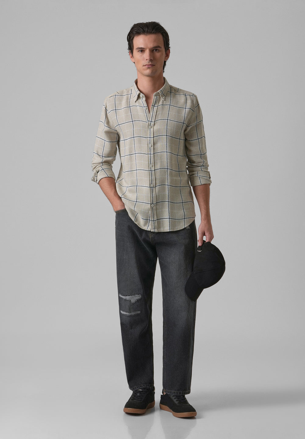 Widegrid Cream Check Shirt