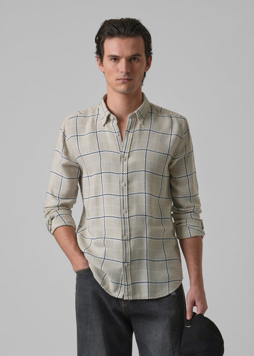 Widegrid Cream Check shirt