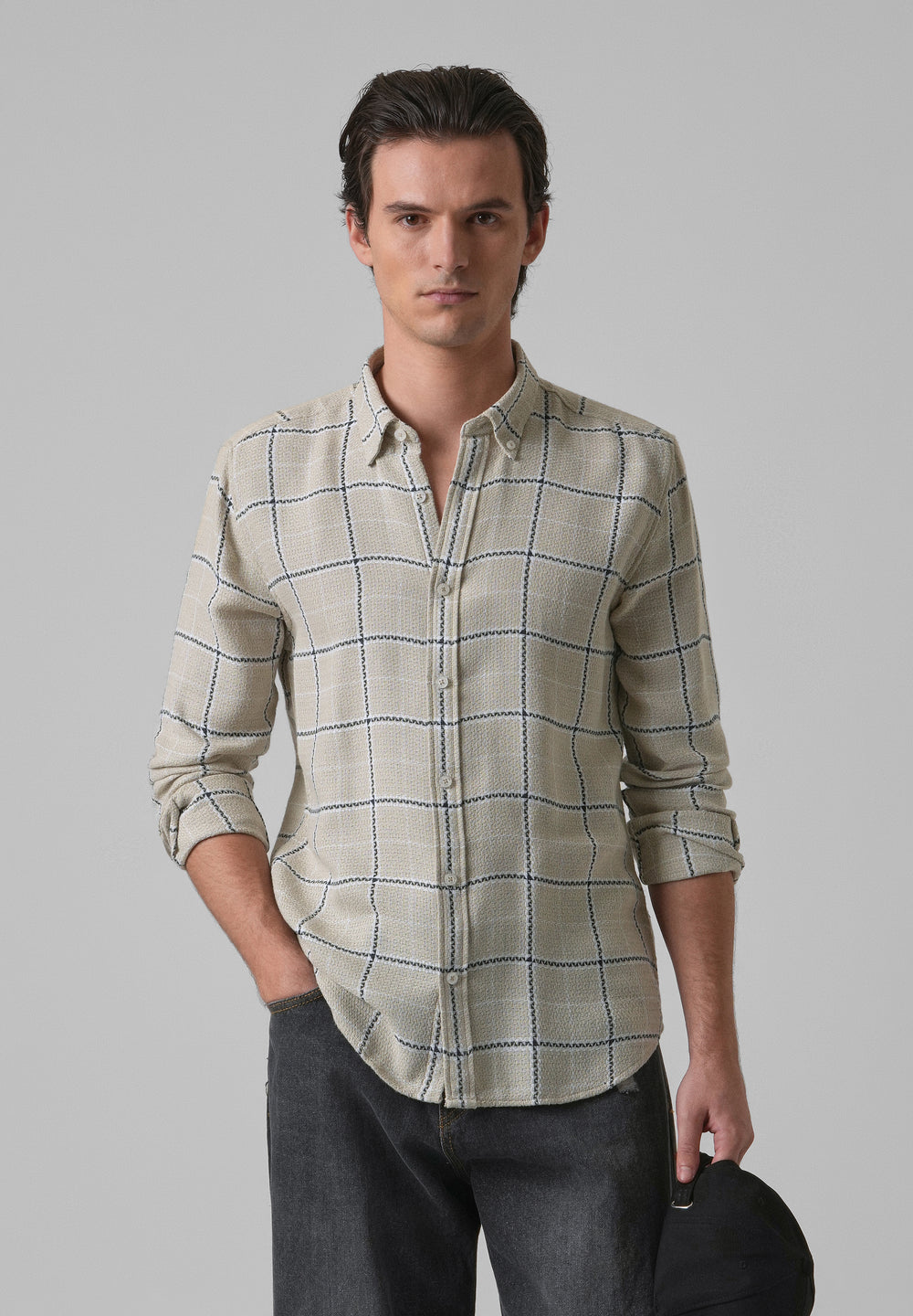 Widegrid Cream Check Shirt