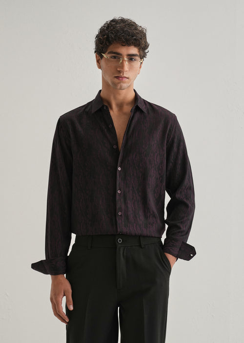 Wine Abstract Jacquard Shirt