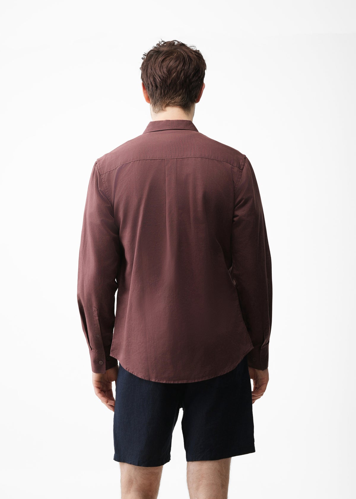 Wine Cotton Linen Flap Pocket Shirt