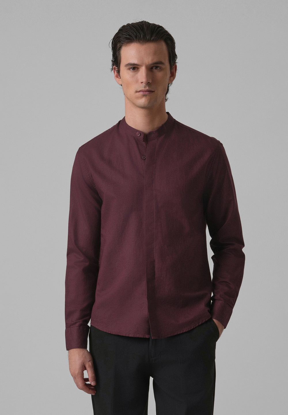 Wine Cotton Linen Shirt
