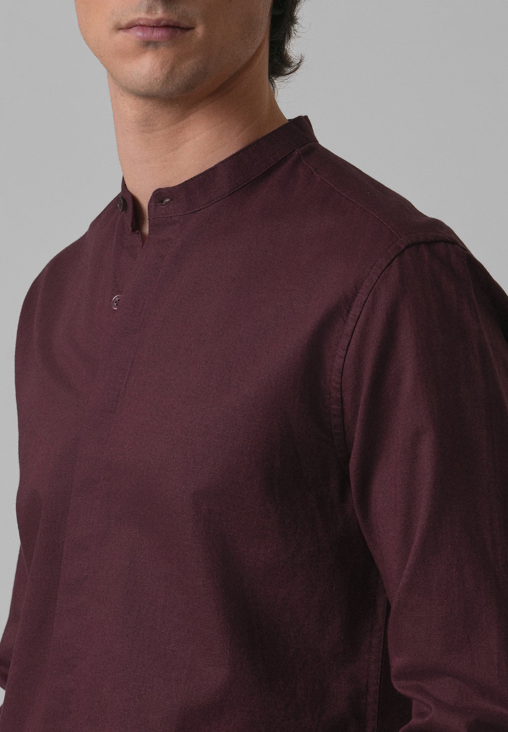 Wine Cotton Linen Shirt