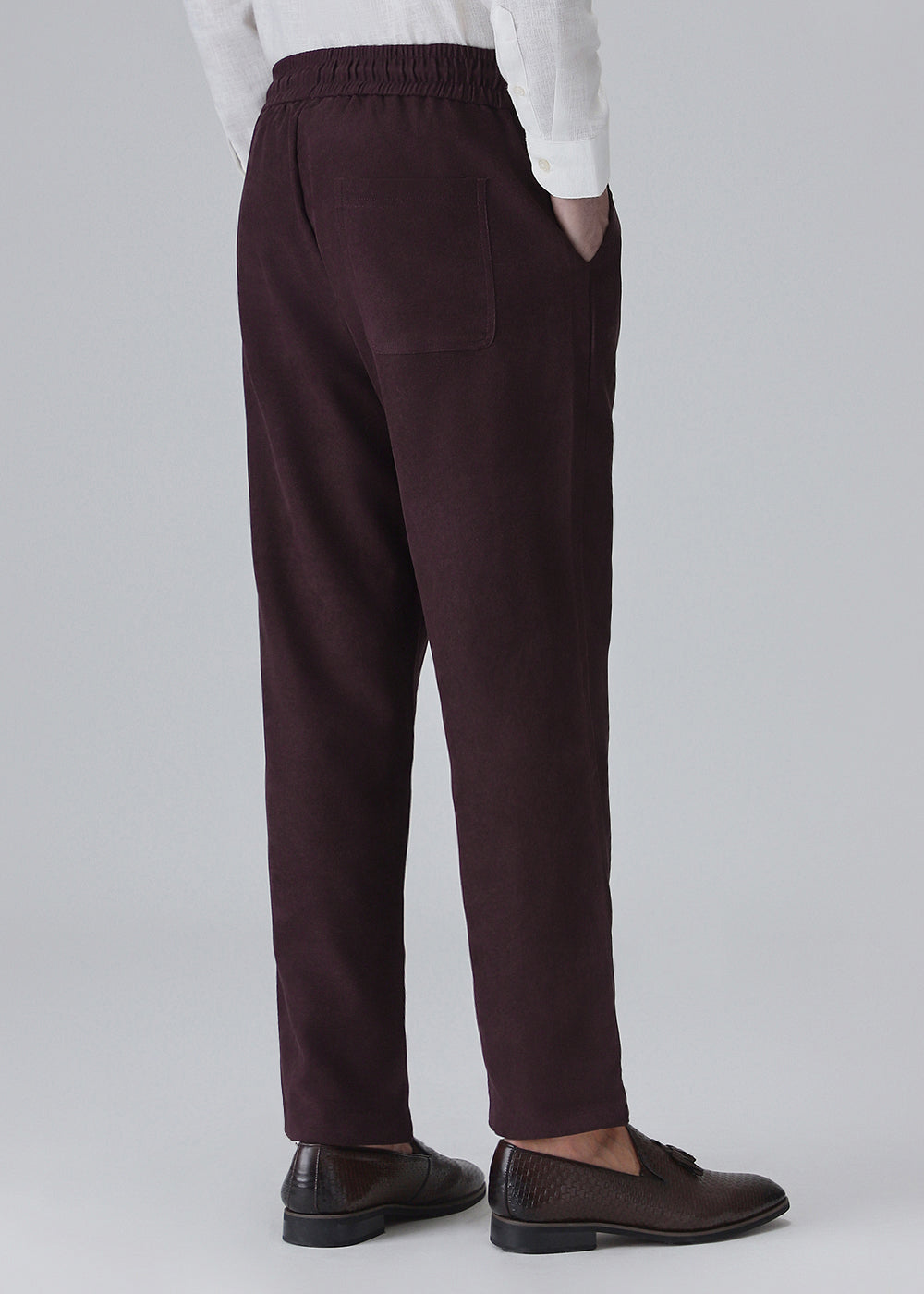 Wine Maroon Thin-Corduroy Trousers