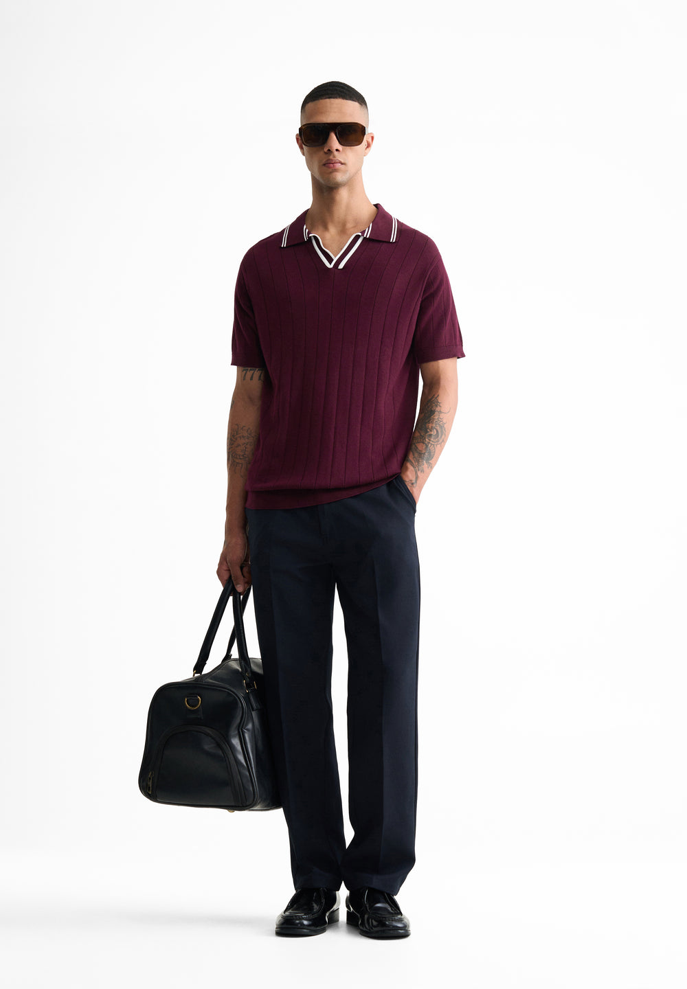 Wine Rib Knitted Polo