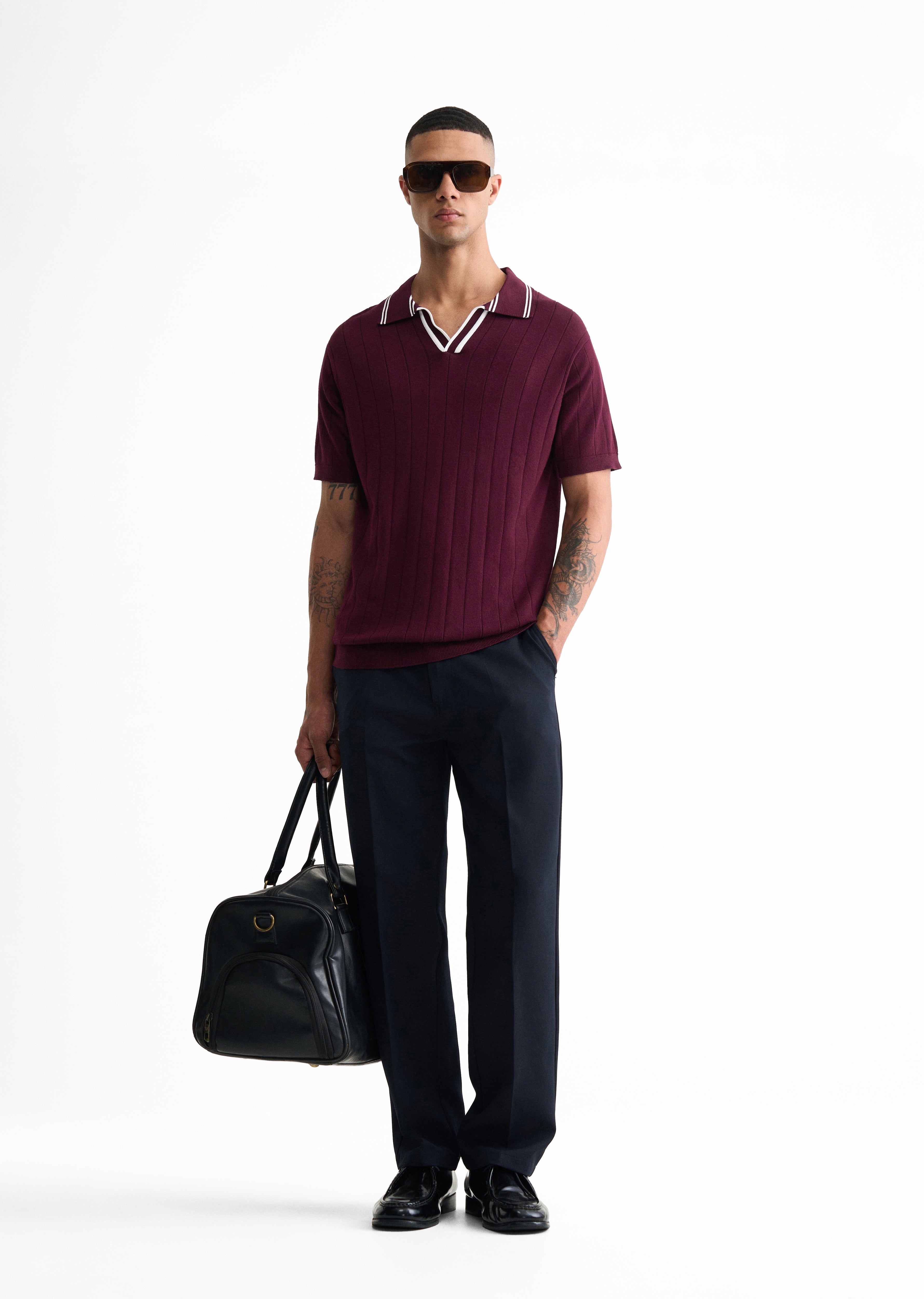 Wine Rib Knitted Polo