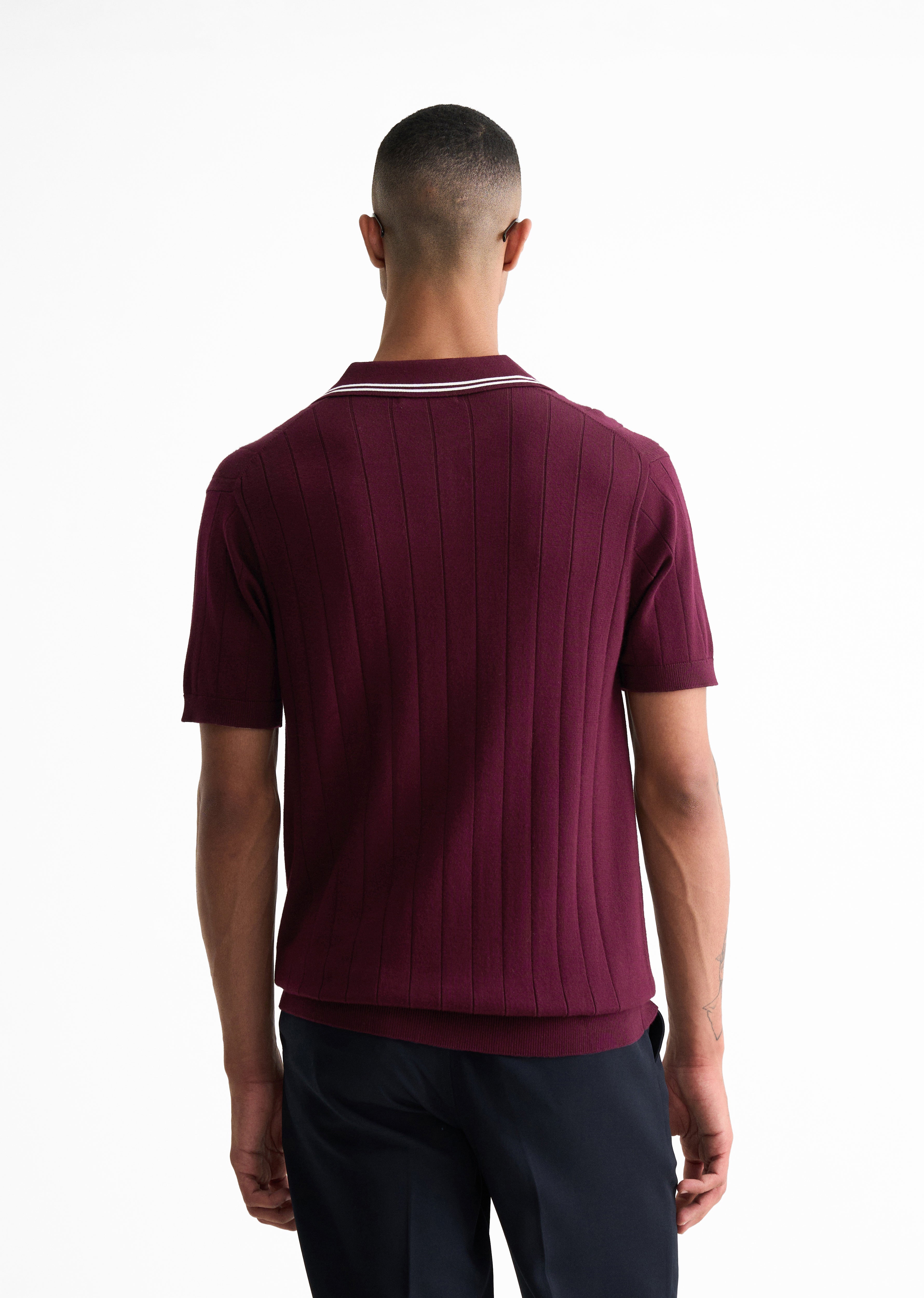 Wine Rib Knitted Polo