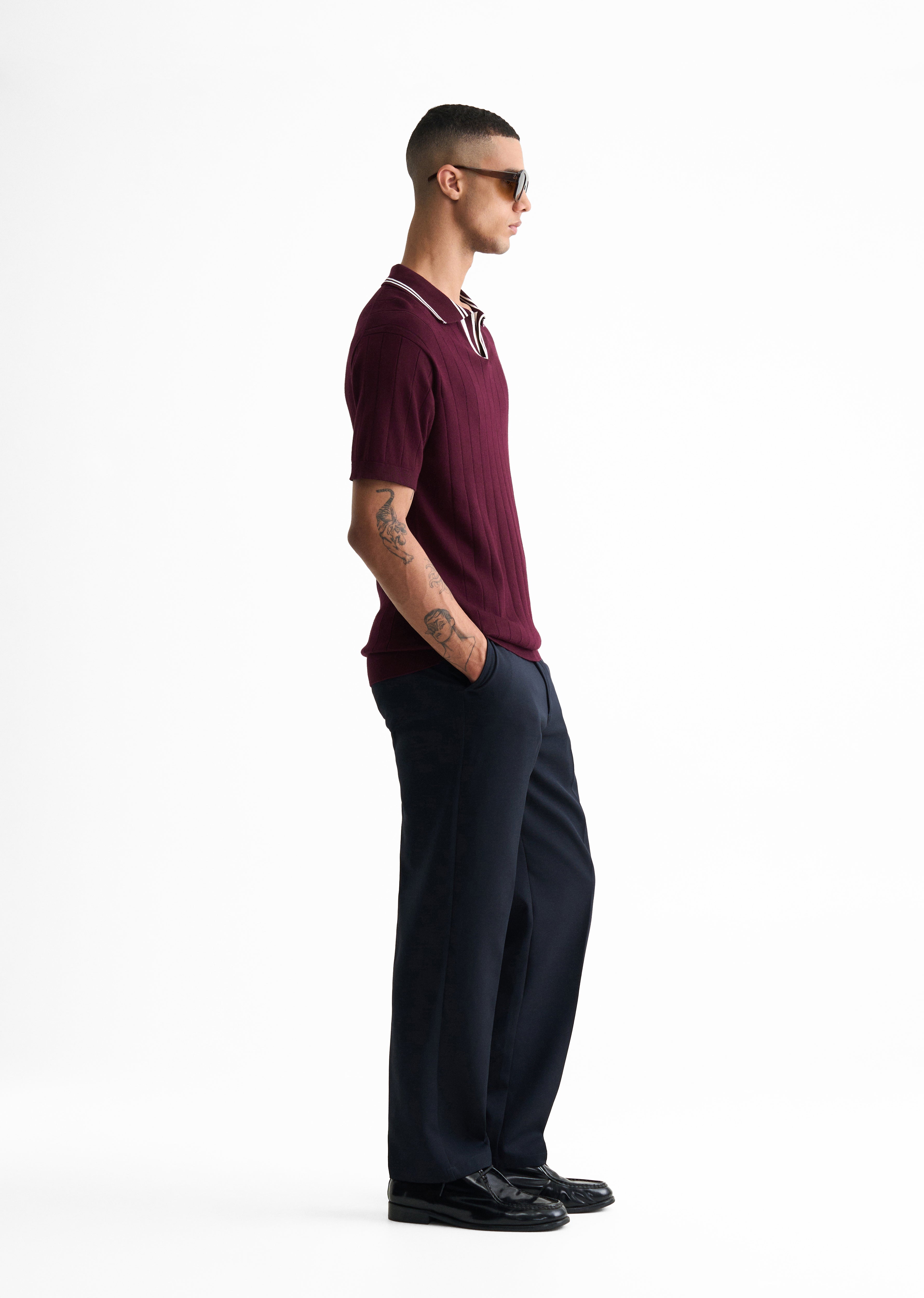 Wine Rib Knitted Polo