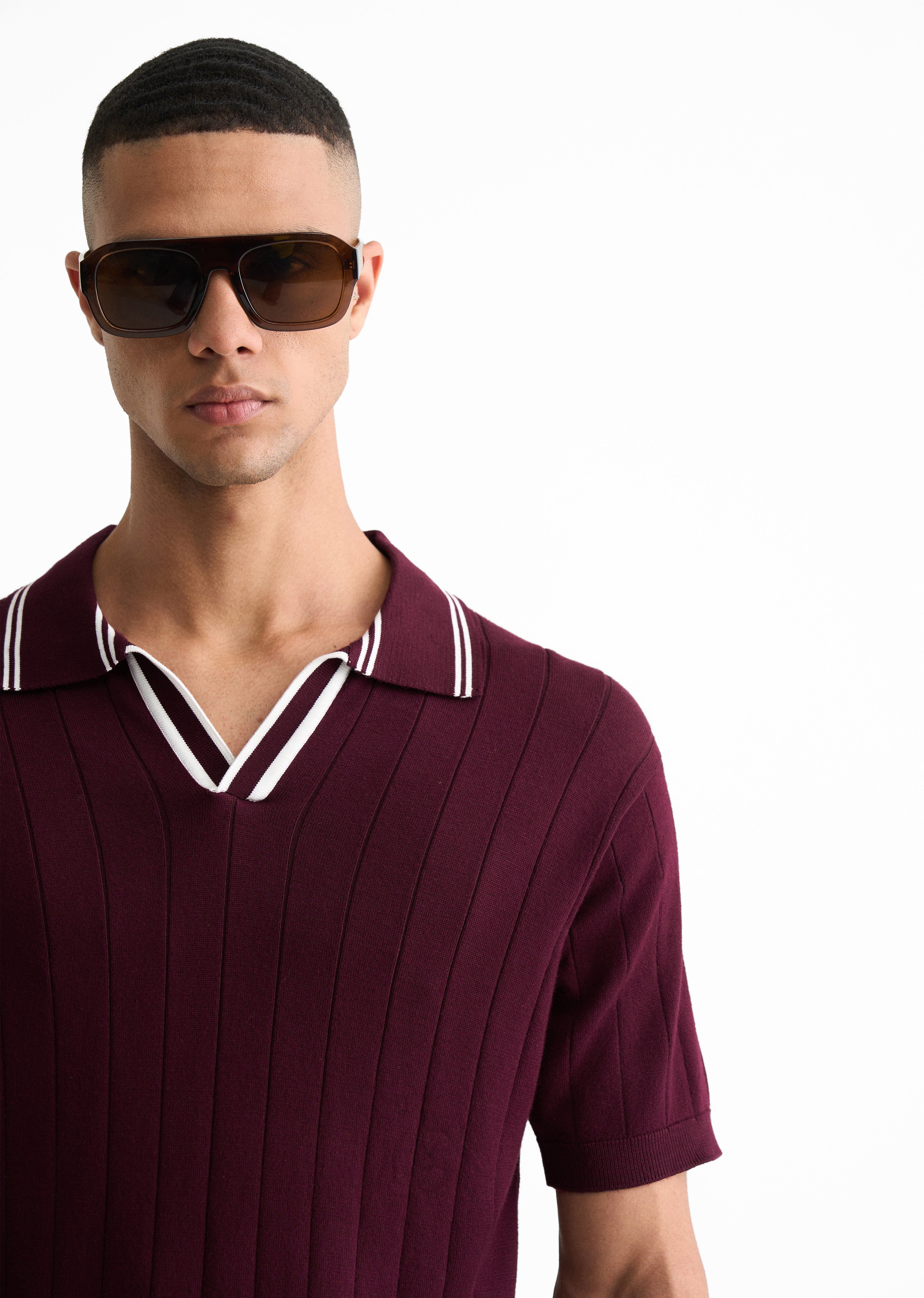Wine Rib Knitted Polo