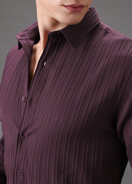 Wine Self Striped Shirt