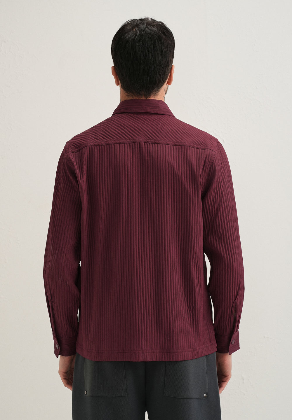 Wine Textured Utility Shacket