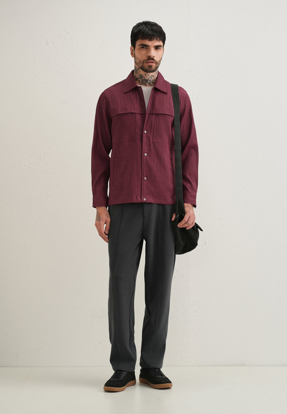 Wine Textured Utility Shacket