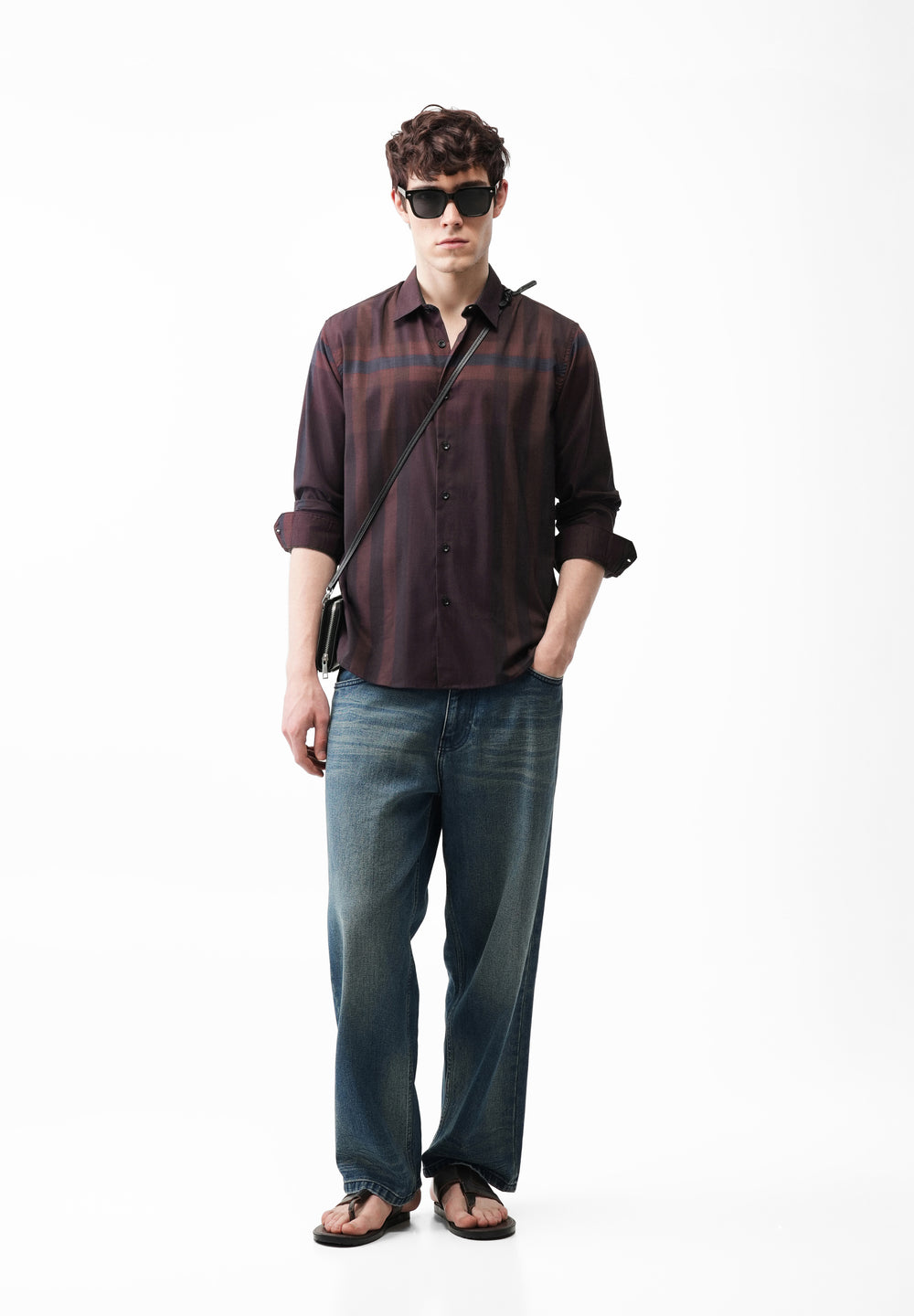 Wine Tonal Check Shirt