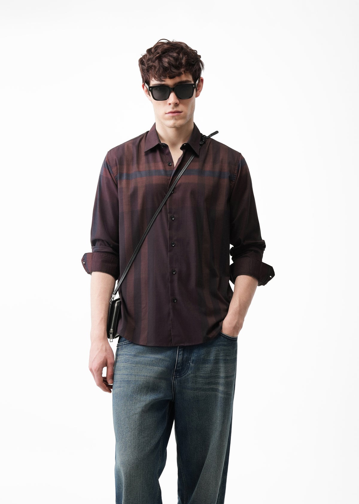 Wine Tonal Check Shirt
