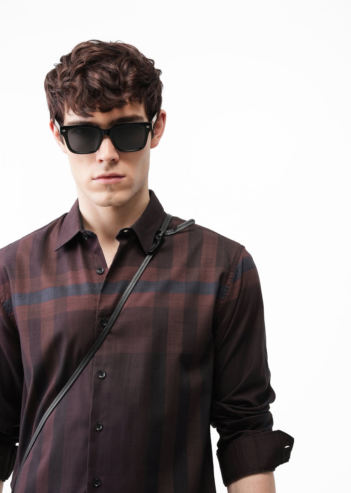 Wine Tonal Check Shirt